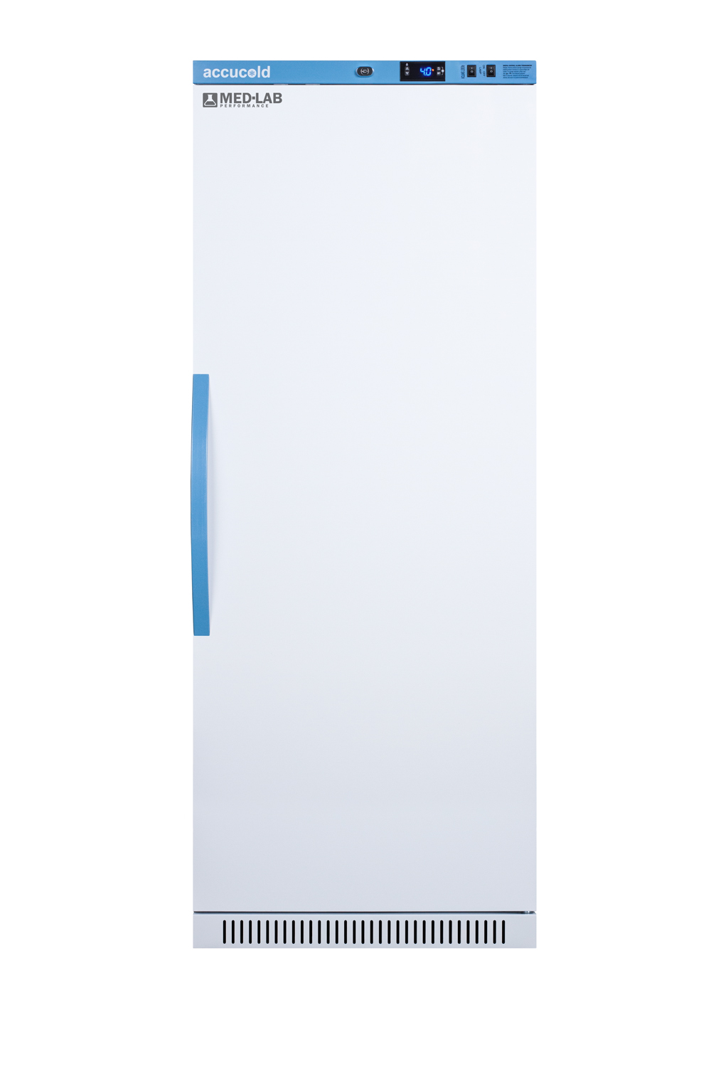 Performance series Med-Lab 12 cu.ft. upright all-refrigerator, antimicrobial silver-ion handle, and hospital grade cord with 'green dot' plus